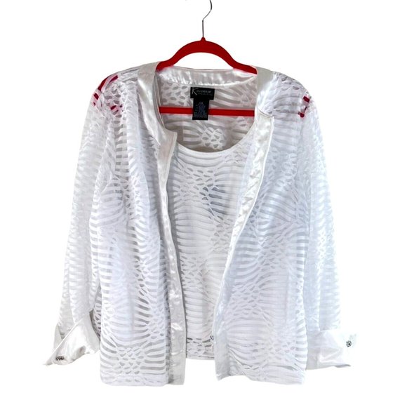 K Woman Collection 2-Piece Zipper Jacket and Tank Top Size 20W White - Picture 1 of 14